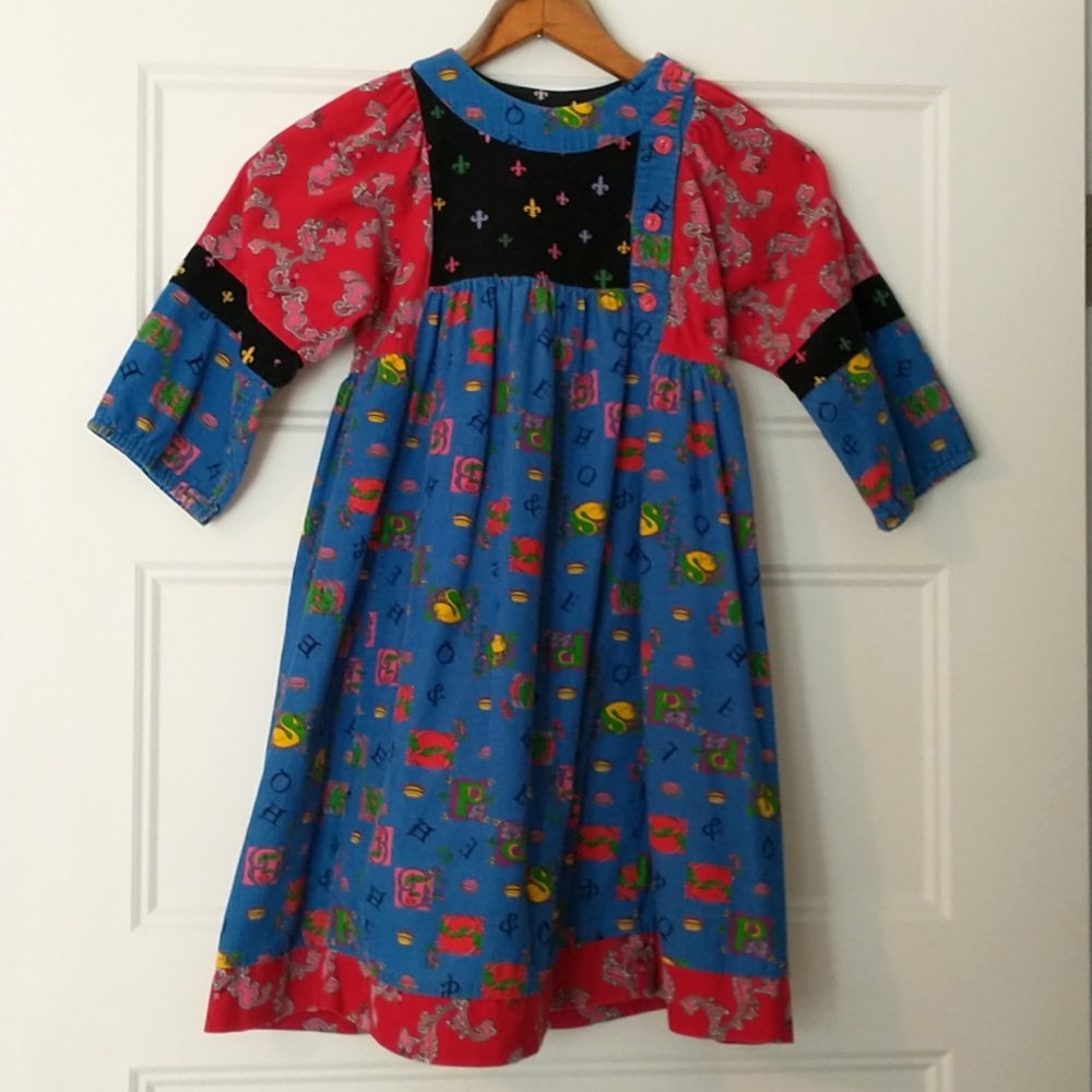 Vintage MOUSEFEATHERS Corduroy Multicolor Dress